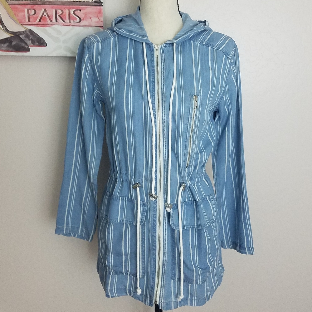 Walter Baker Striped Chambray Jacket Size X-Small